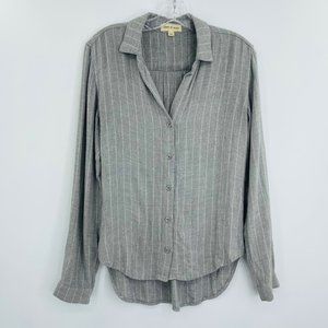 Cloth & Stone Flannel Gray and White Striped Button Down Shirt